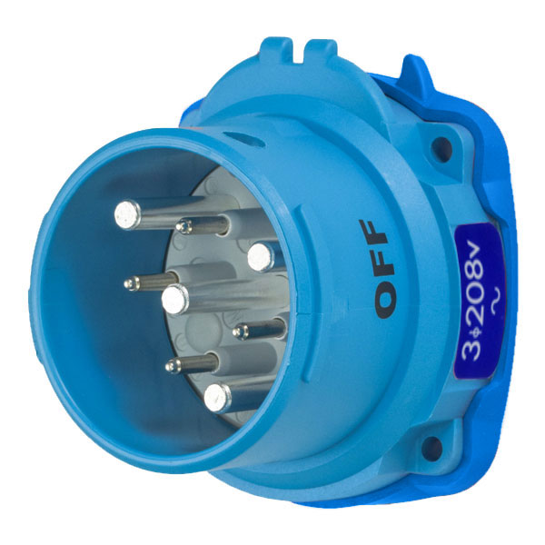 63-68163-974 - DSN60 INLET POLY BLUE SIZE 3 TYPE 4X IP 69 3P+G 60A 208 VAC 60 Hz +4 AUX